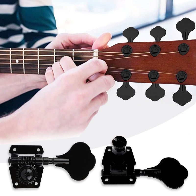 Swhmc 4R Bass Guitar Tuning Pegs Bass Vintage Opened Machine Heads Black - Image 4